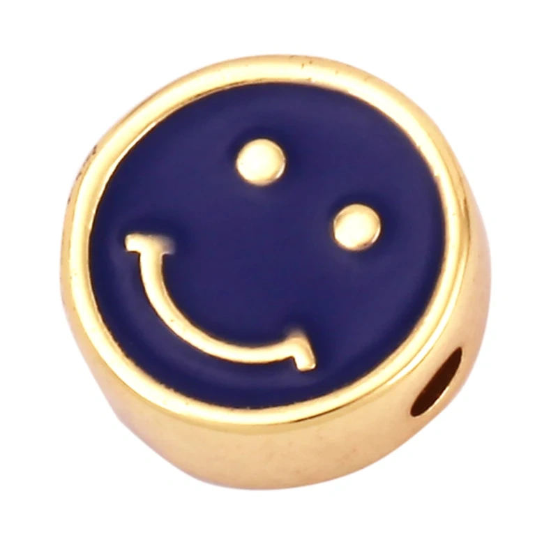 Enamel Happy  Face Heart Star Bead,10mm Gold Brass Colourful DIY Bracelet Components Accessories Wholesale Supplies M88