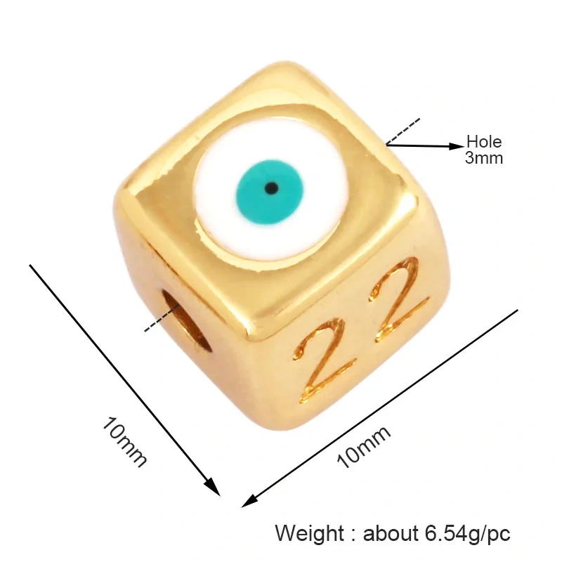 Mix Style Heart Star Eye Geometry 18K Gold Plated Brass Space Bead,Colorful Zircon Bracelet Necklace Charm Jewelry Supplies M64