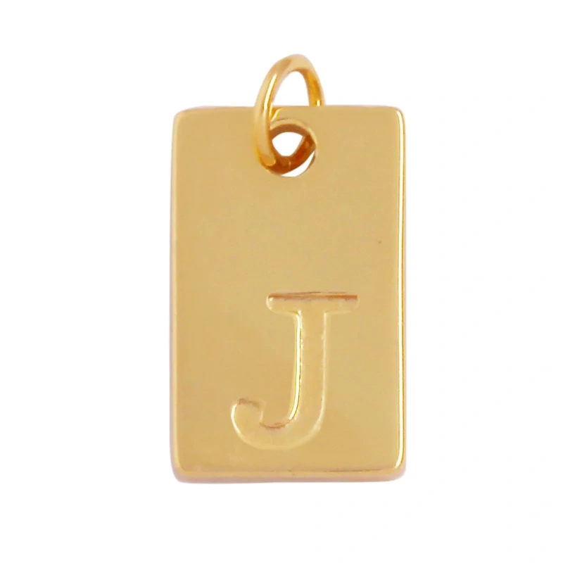 Simpleness Rectangle 18K Gold Plated Brass Initial Name A-Z Letter Charm Pendant Necklace,Fashion Jewelry Findings Supplies K58