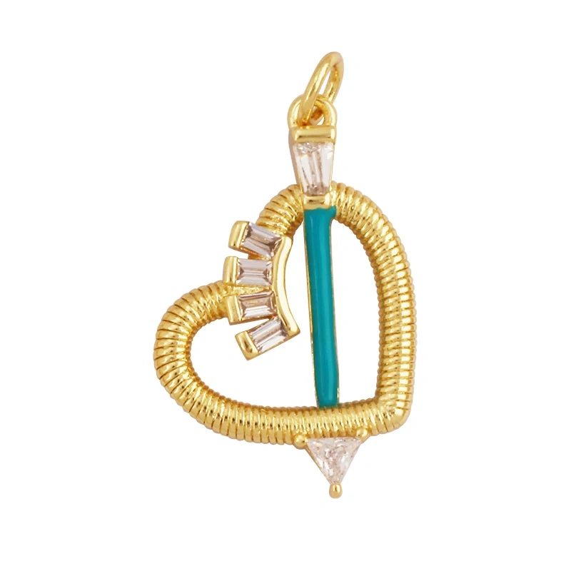 Trendy Love Heart Enamel Zircon Charm Pendant,18K Gold Plated Colour,Necklace Bracelet Handmade Jewelry Accessories Supplies M69