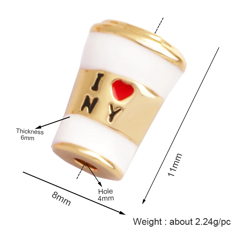 Newest Colourful Enamel Teacup Coffee Cup Bead,Love Heart 18K Gold Plated Bracelet Necklace Components Accessories Supplies P07