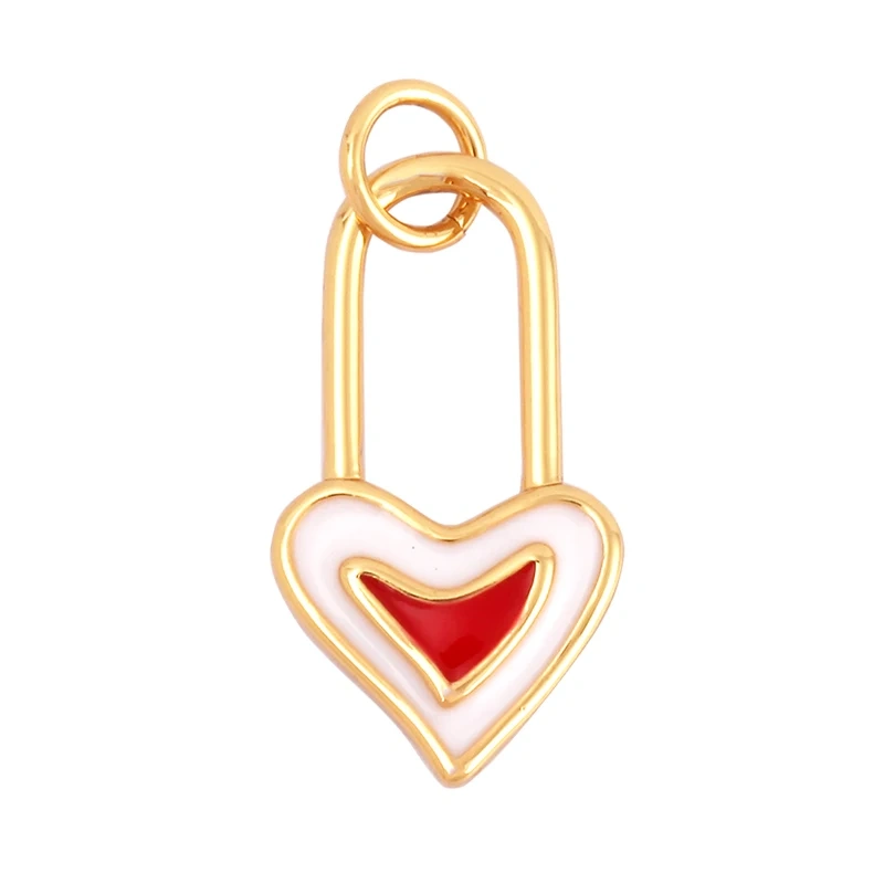 Trendy Love Heart Enamel Zircon Charm Pendant,18K Gold Plated Colour,Necklace Bracelet Handmade Jewelry Accessories Supplies M69