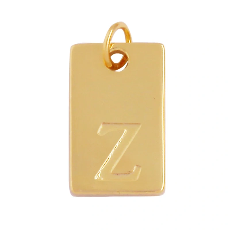 Simpleness Rectangle 18K Gold Plated Brass Initial Name A-Z Letter Charm Pendant Necklace,Fashion Jewelry Findings Supplies K58
