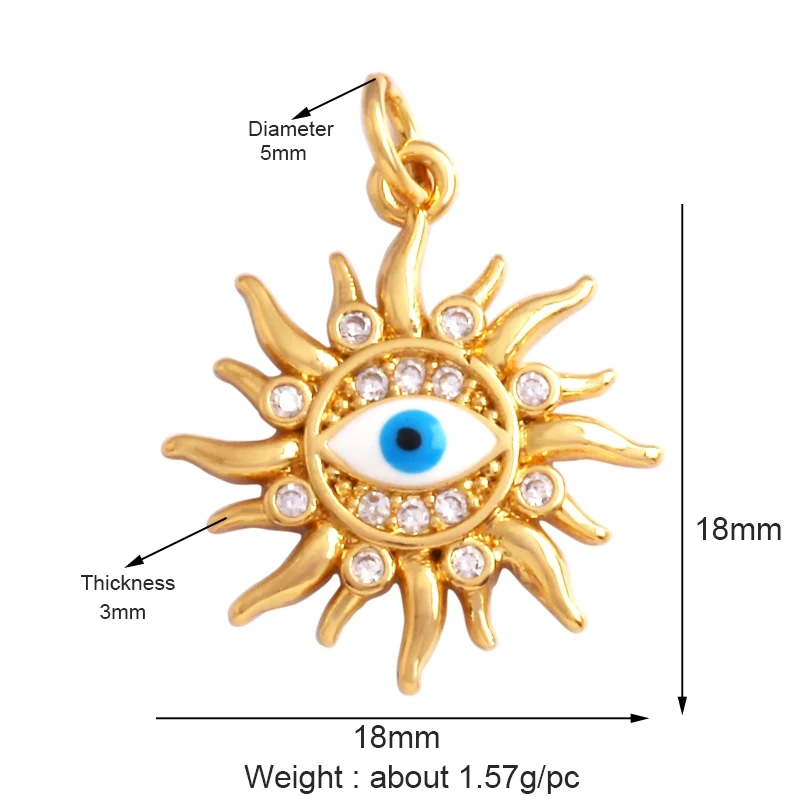 Evil Eye Hand 18K Gold Plated Cubic Zirconia CZ Paved Religious Charm Pendant,Jewelry Necklace Bracelet Accessories Supplies M66