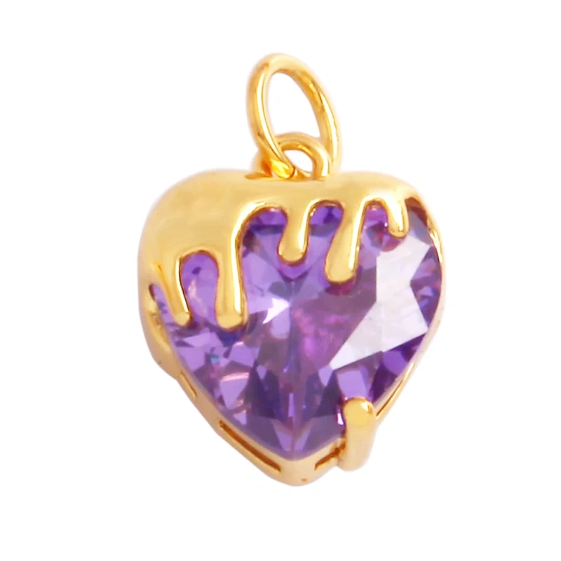 Trendy Love Heart Enamel Zircon Charm Pendant,18K Gold Plated Colour,Necklace Bracelet Handmade Jewelry Accessories Supplies M69