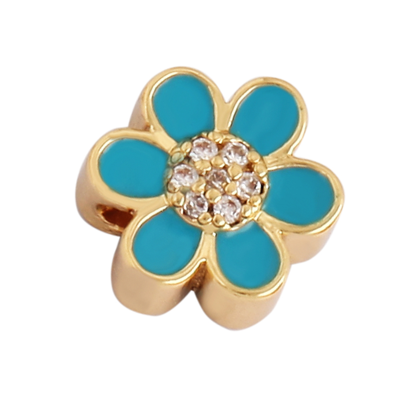 Peace Sign Happy Face Flowers Enamel Bead,10mm Gold Brass Colourful DIY Bracelet Components Accessories Wholesale Supplies M88