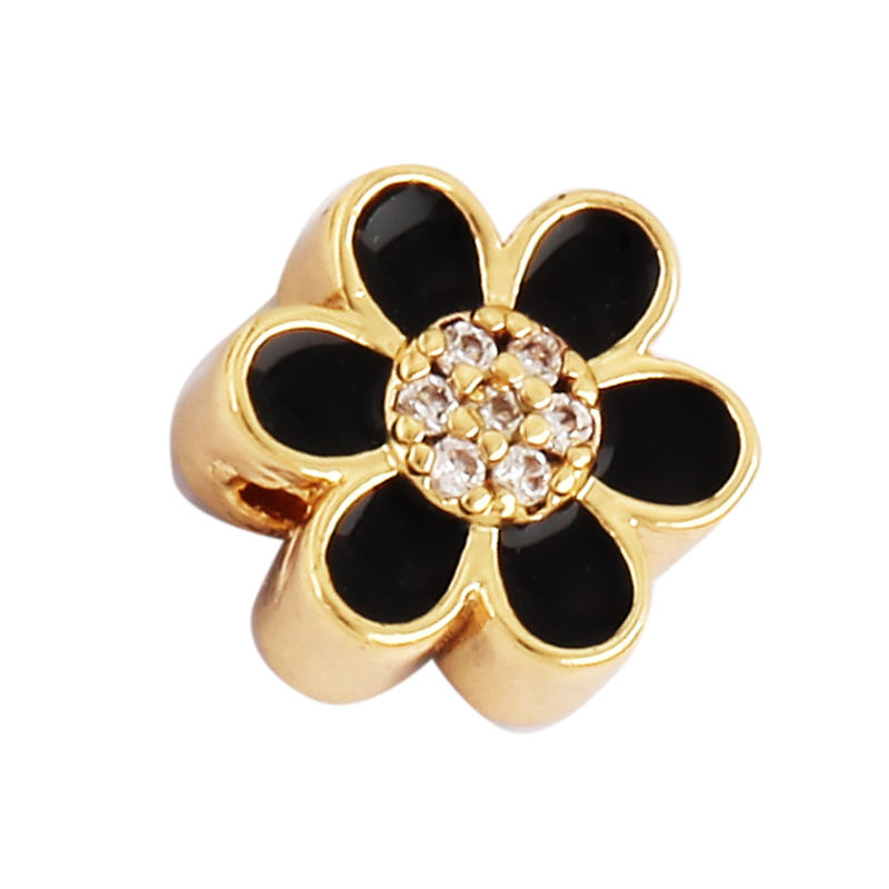 Peace Sign Happy Face Flowers Enamel Bead,10mm Gold Brass Colourful DIY Bracelet Components Accessories Wholesale Supplies M88