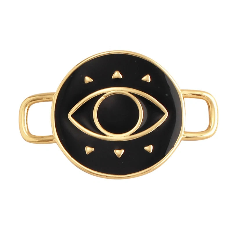 Jumbo Enamel Evil Lucky Eye Connector Link ,Gold Colour for Bracelet/Necklace, Handmake Jewelry Components Findings Supply M36