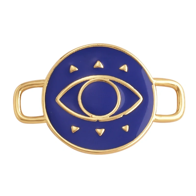Jumbo Enamel Evil Lucky Eye Connector Link ,Gold Colour for Bracelet/Necklace, Handmake Jewelry Components Findings Supply M36