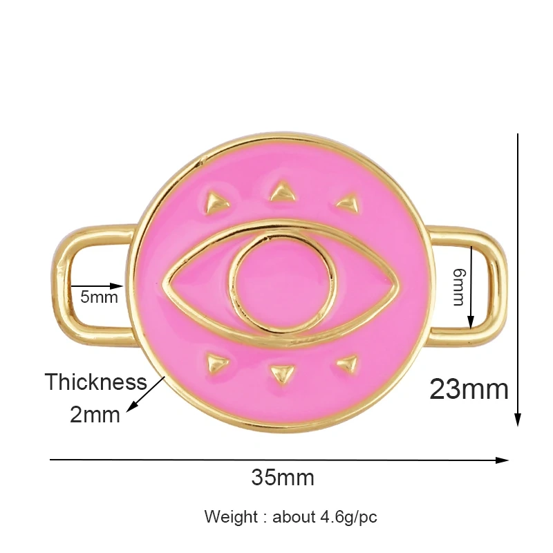 Jumbo Enamel Evil Lucky Eye Connector Link ,Gold Colour for Bracelet/Necklace, Handmake Jewelry Components Findings Supply M36