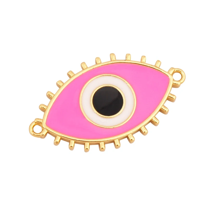 Jumbo Enamel Evil Lucky Eye Connector Link ,Gold Colour for Bracelet/Necklace, Handmake Jewelry Components Findings Supply M36