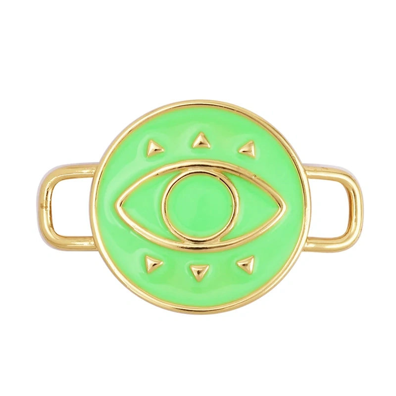 Jumbo Enamel Evil Lucky Eye Connector Link ,Gold Colour for Bracelet/Necklace, Handmake Jewelry Components Findings Supply M36