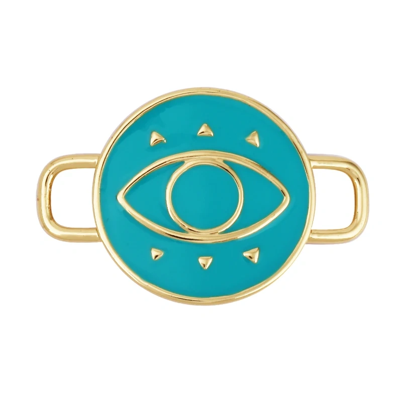 Jumbo Enamel Evil Lucky Eye Connector Link ,Gold Colour for Bracelet/Necklace, Handmake Jewelry Components Findings Supply M36
