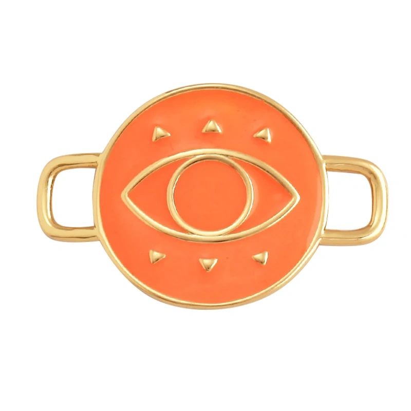 Jumbo Enamel Evil Lucky Eye Connector Link ,Gold Colour for Bracelet/Necklace, Handmake Jewelry Components Findings Supply M36