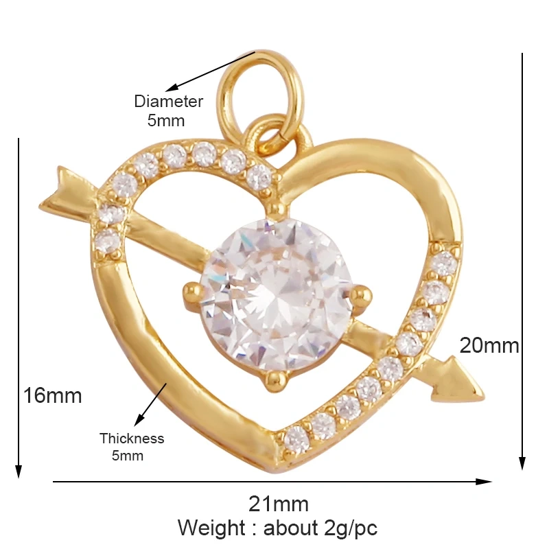 Fine Trendy Colourful Love Heart Charm Pendant,Shining18K Gold Paved Full Zircon Jewelry Necklace Accessories Supplies M48