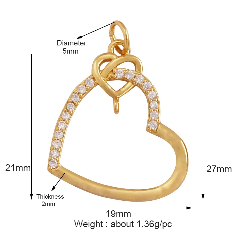 Fine Trendy Colourful Love Heart Charm Pendant,Shining18K Gold Paved Full Zircon Jewelry Necklace Accessories Supplies M48