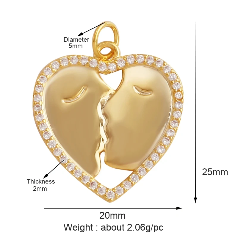 Fine Trendy Colourful Love Heart Charm Pendant,Shining18K Gold Paved Full Zircon Jewelry Necklace Accessories Supplies M48