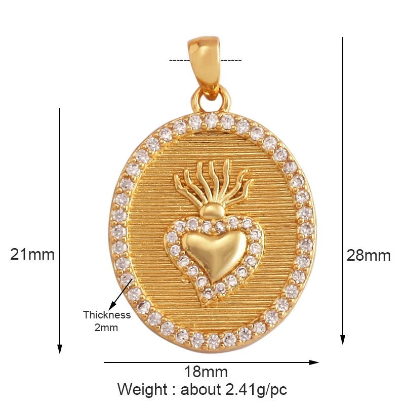 Fine Trendy Colourful Love Heart Charm Pendant,Shining18K Gold Paved Full Zircon Jewelry Necklace Accessories Supplies M48