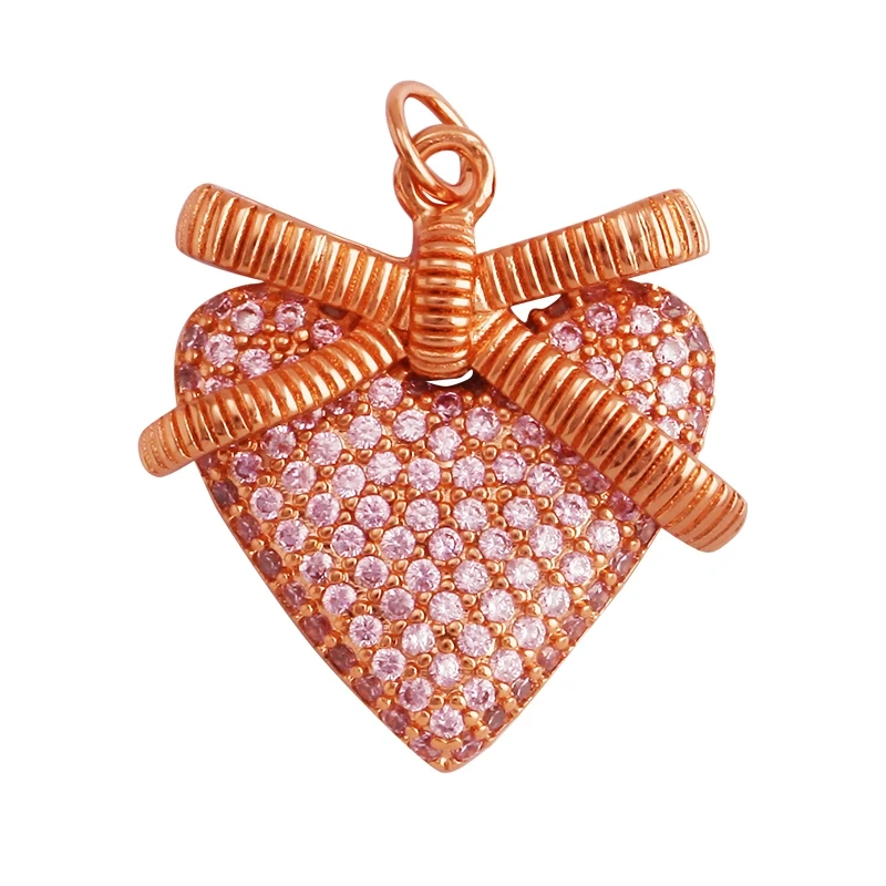 Fine Trendy Colourful Love Heart Charm Pendant,Shining18K Gold Paved Full Zircon Jewelry Necklace Accessories Supplies M48