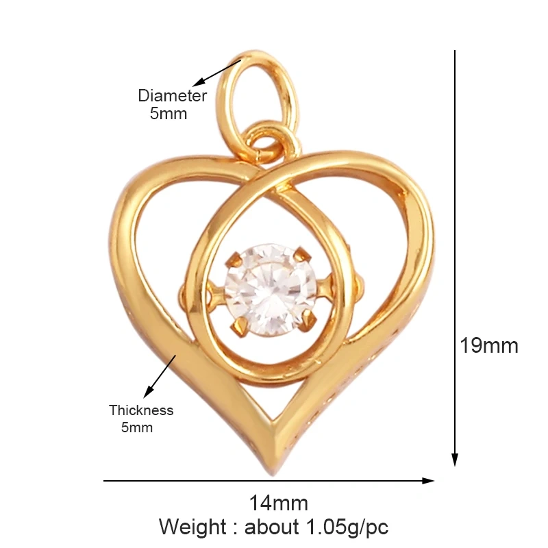 Fine Trendy Colourful Love Heart Charm Pendant,Shining18K Gold Paved Full Zircon Jewelry Necklace Accessories Supplies M48