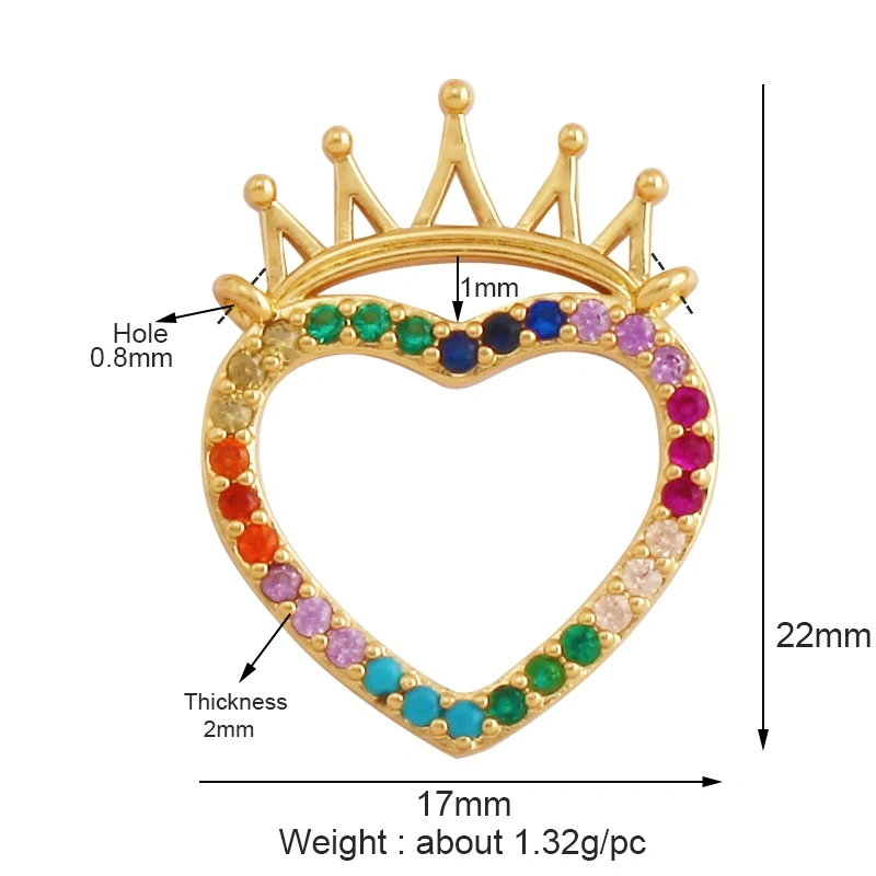 Fine Trendy Colourful Love Heart Charm Pendant,Shining18K Gold Paved Full Zircon Jewelry Necklace Accessories Supplies M48