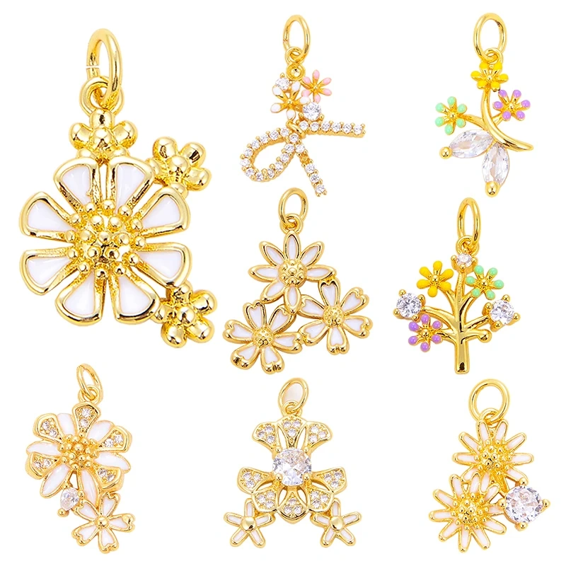 Beadsfeeder mini Daisy flower korean style charm pendant, gold/silver/rosegold colour plated , craft jewelry supplies