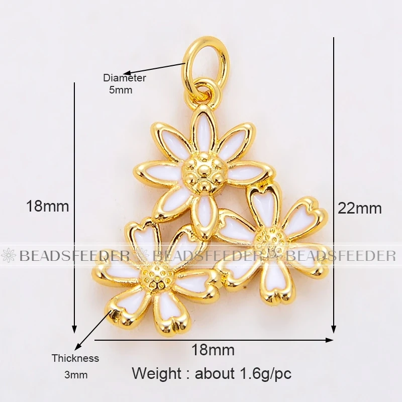 Beadsfeeder mini Daisy flower korean style charm pendant, gold/silver/rosegold colour plated , craft jewelry supplies