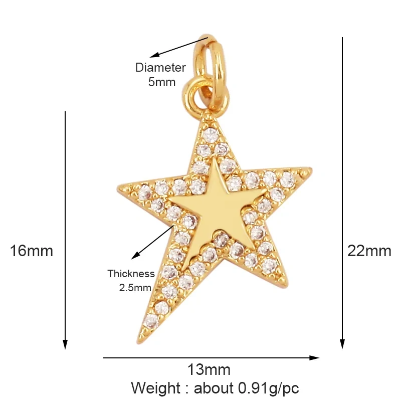 Cute Colourful Star Snowflake Sun FLowers 18K Gold Charm Pendant,Trendy Cubic Zirconia CZ Paved,Jewelry Necklace Accessories M49