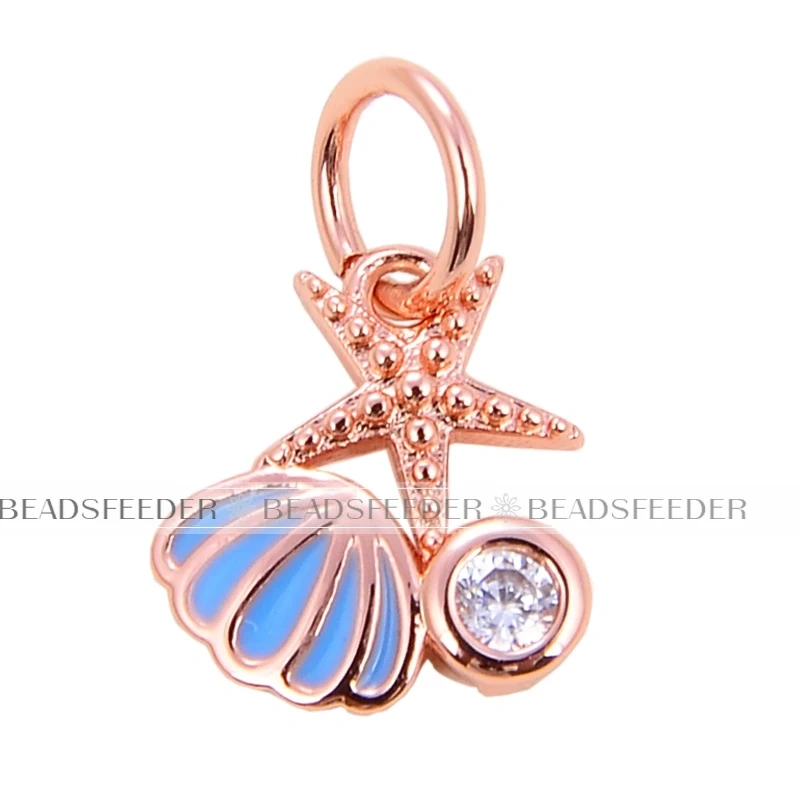 Beadsfeeder Sea Horse Conch Shell Seastar Crab Fish Bone Dolphin Charm, Gold/Silver/Rosegold Colour , Craft Jewelry Supplies