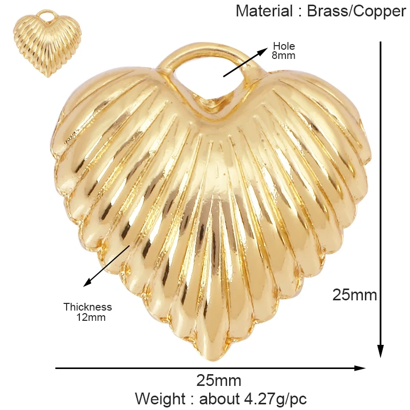 Fashion Simple Smooth Love Heart Star Charm Pendant,18K Gold Plated Necklace Bracelet DIY Handmade Jewelry Making Supplies K48