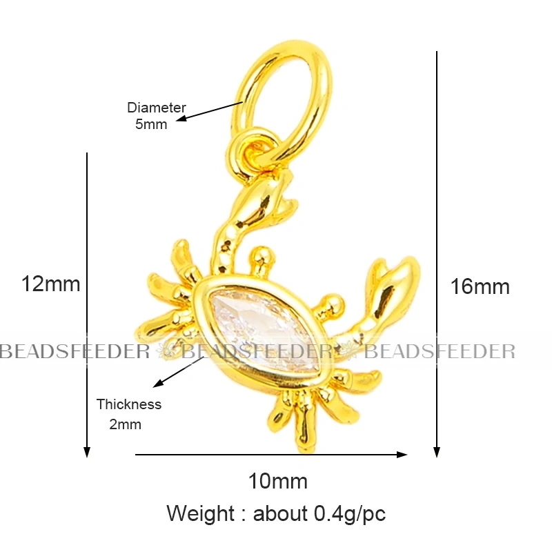 Beadsfeeder Sea Horse Conch Shell Seastar Crab Fish Bone Dolphin Charm, Gold/Silver/Rosegold Colour , Craft Jewelry Supplies