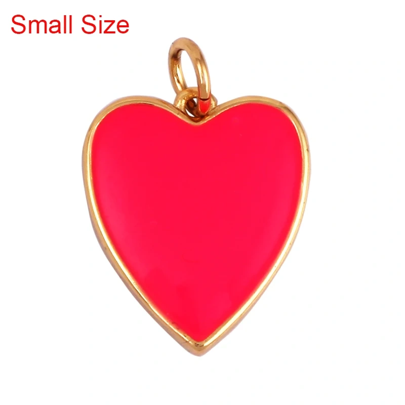 Colourful Enamel Heart Charm Neon Pink Orange Turquoise Blue Pendant Oil Dropped , Real Gold Plated Colour Necklace Bracelet K06