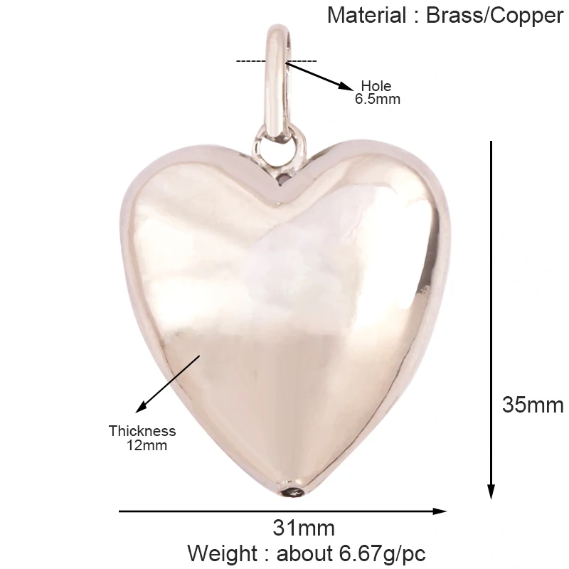 Fashion Simple Smooth Love Heart Star Charm Pendant,18K Gold Plated Necklace Bracelet DIY Handmade Jewelry Making Supplies K48