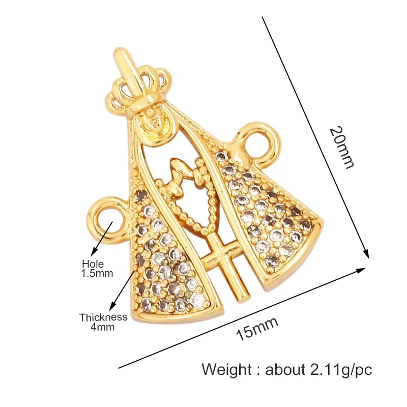 Trendy Star Moon Love Heart Flower Connector,18K Gold Plated CZ Charm Jewelry Findings Bracelet Necklace Accessories Supply M58