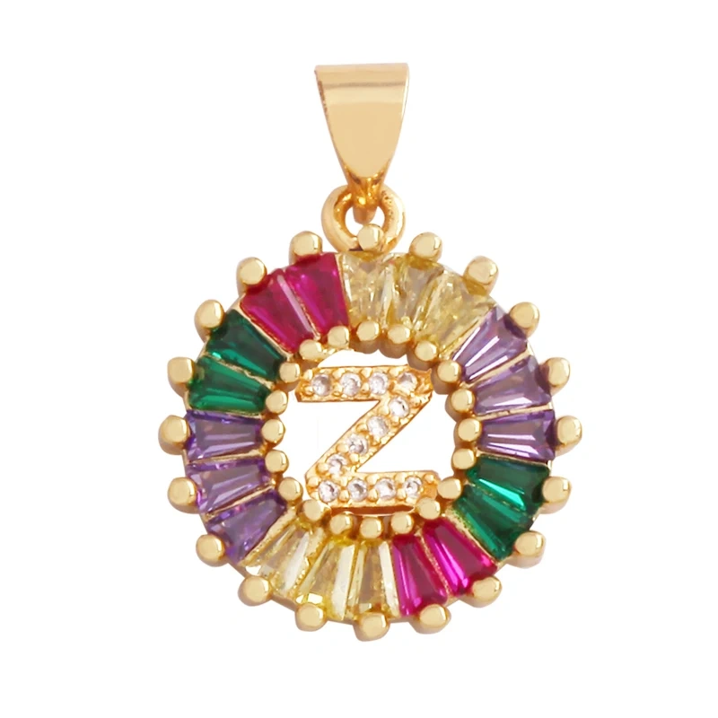 Initial Letter Alphabet Name Charm Pendant, Coloured CZ Micro Paved,  for Handmade Jewlery Supplies L81