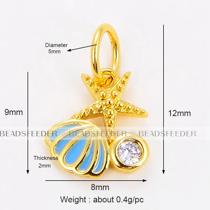Beadsfeeder Sea Horse Conch Shell Seastar Crab Fish Bone Dolphin Charm, Gold/Silver/Rosegold Colour , Craft Jewelry Supplies