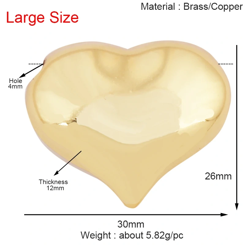 Fashion Simple Smooth Love Heart Star Charm Pendant,18K Gold Plated Necklace Bracelet DIY Handmade Jewelry Making Supplies K48