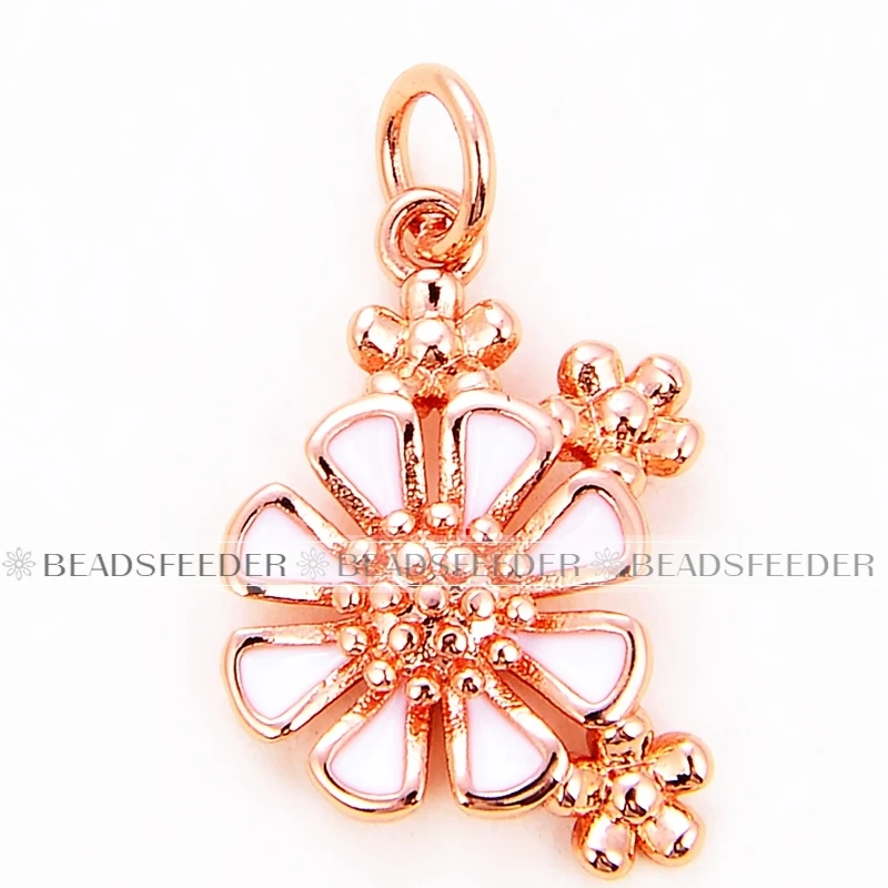 Beadsfeeder mini Daisy flower korean style charm pendant, gold/silver/rosegold colour plated , craft jewelry supplies