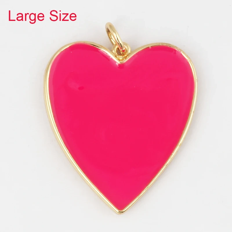 Colourful Enamel Heart Charm Neon Pink Orange Turquoise Blue Pendant Oil Dropped , Real Gold Plated Colour Necklace Bracelet K06