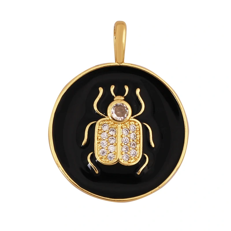 Unique High end Beetle Animal Charm Pendant,Fine Cute Insect 18K Gold Necklace Bracelet for Handmade Jewelry Supplies K48