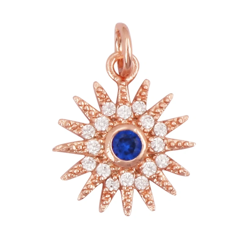 Cute Colourful Star Snowflake Sun FLowers 18K Gold Charm Pendant,Trendy Cubic Zirconia CZ Paved,Jewelry Necklace Accessories M49