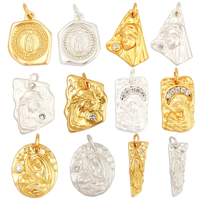 Miraculous Medal Virgin Mary Catholic Holy Charm , Mat 18K Gold Silver Colour Plated ,Craft Jewelry Necklace WholeSale Supplies