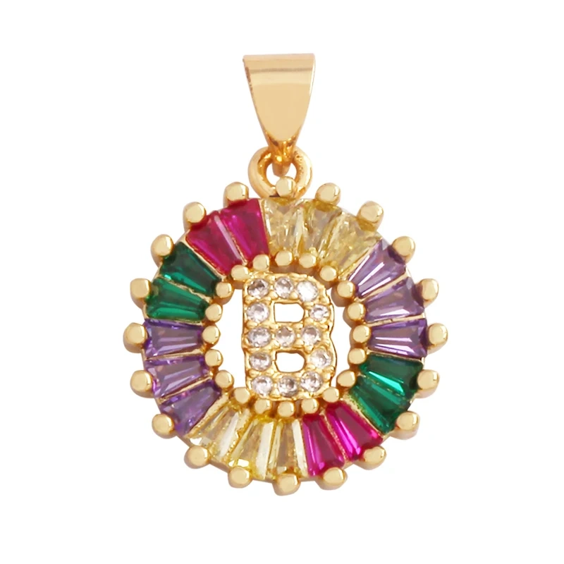 Initial Letter Alphabet Name Charm Pendant, Coloured CZ Micro Paved,  for Handmade Jewlery Supplies L81