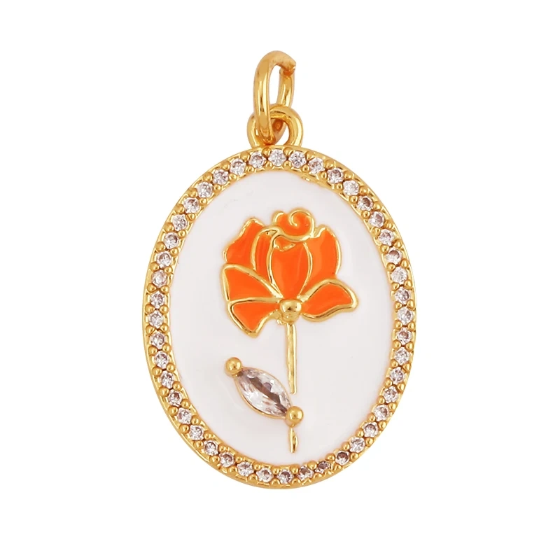 Daisy Tulip Clover Flower Charm , Gold Filled Dainty Enamel Attachment for Necklace Bracelet , Handy Craft Jewelry Supplies L12