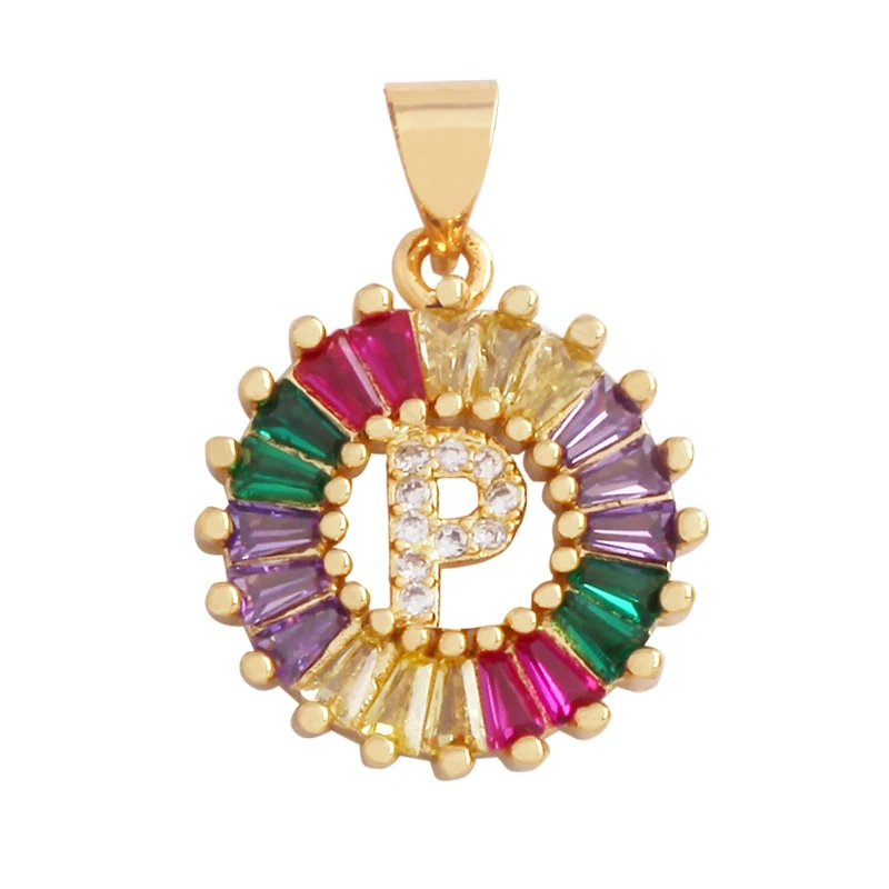 Initial Letter Alphabet Name Charm Pendant, Coloured CZ Micro Paved,  for Handmade Jewlery Supplies L81