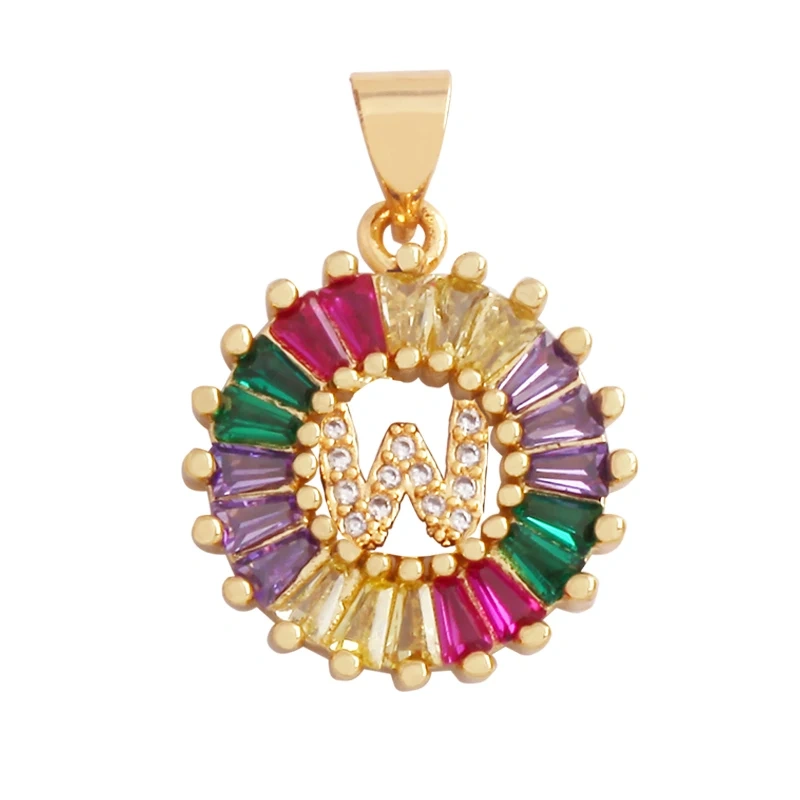 Initial Letter Alphabet Name Charm Pendant, Coloured CZ Micro Paved,  for Handmade Jewlery Supplies L81