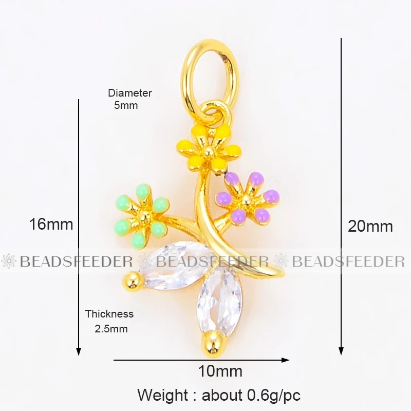 Beadsfeeder mini Daisy flower korean style charm pendant, gold/silver/rosegold colour plated , craft jewelry supplies