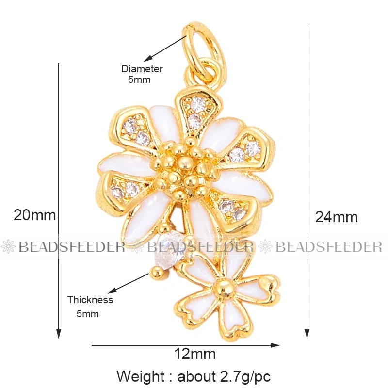 Beadsfeeder mini Daisy flower korean style charm pendant, gold/silver/rosegold colour plated , craft jewelry supplies