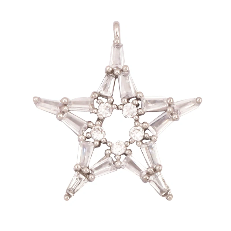 Cute Colourful Star Snowflake Sun FLowers 18K Gold Charm Pendant,Trendy Cubic Zirconia CZ Paved,Jewelry Necklace Accessories M49