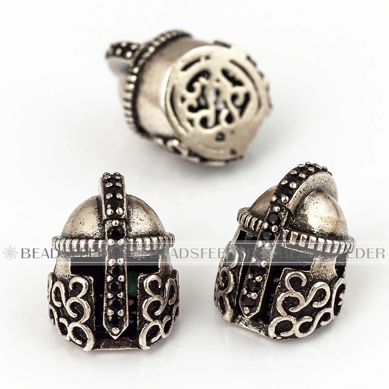 Spartans Helmet Roman Warrior Bead，Gold Silver Black Gun Metal Rose Gold Charm， Fit Mens Bracelet Jewelry Making
